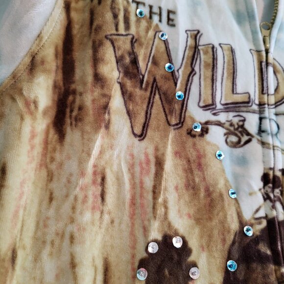 French Postcards The Wild West Ranch Sequined Velour Zip Up Hoodie Size Medium - Picture 12 of 14